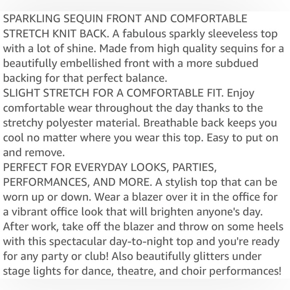 Anna-Kaci Sparkle & Shine Glitterer Seauin Sleeveless Round Neck Tank Top XL - Picture 3 of 7